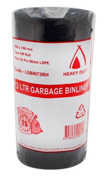 73ltr Premium Heavy Duty Bin liners 25 per roll Ctn/10 73ltr Premium Heavy Duty Bin liners 25 per roll Ctn/10